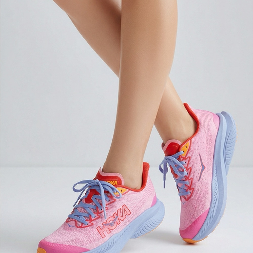 Brand New in box HOKA Mach6 Pink & Blue Running Shoe. Youth size 6.5. 🔥🔥🔥 - Picture 14 of 14